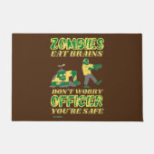 Grappige deurmat "ZOMBIES EAT BRAINS..." (Voorkant)