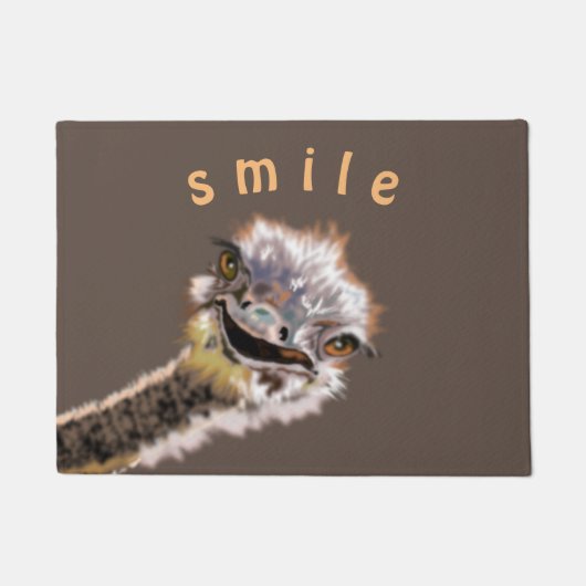 Grappige DeurmattenHappy Ostrich Aangepaste Tekst Deurmat (Voorkant)