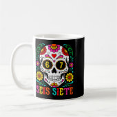 Grappige Dia De Los Muertos Suiker Schedel Seis Si Koffiemok (Links)