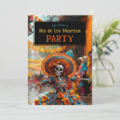 💀 Grappige Día de Muertos Party Uitnodiging (Staand voorkant)