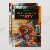 💀 Grappige Día de Muertos Party Uitnodiging (Voorkant / Achterkant)