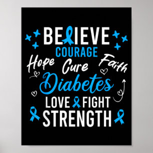 Grappige Diabetici Blauwe Lint Diabetes Bewustzijn Poster