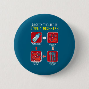 Grappige Diabetische Type 1 Levenscyclus Grappige Ronde Button 5,7 Cm