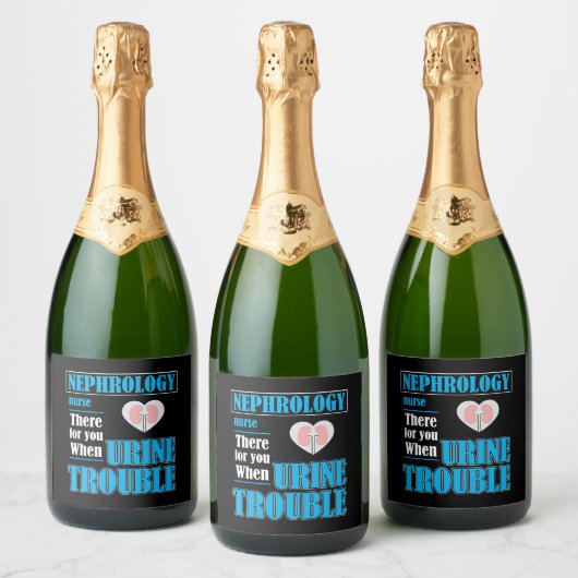 Grappige Dialyse RN Urine Humor Nefrologie Verplee Sparkling Wijnetiket (Flessen)