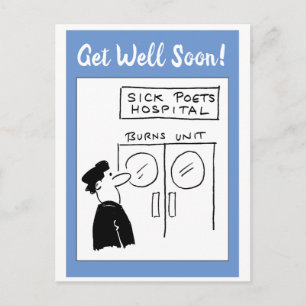 Grappige Dichter Ziekenhuis Cartoon Briefkaart