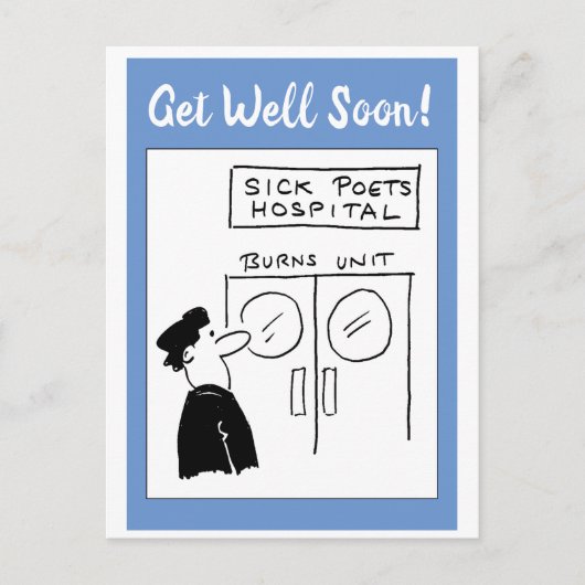Grappige Dichter Ziekenhuis Cartoon Briefkaart (Voorkant)