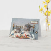 Grappige Dier Kaart - Ezels in bed (Gele Bloem)