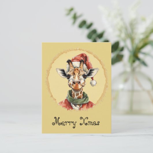 Grappige dieren Kerstfavorieten - Giraffe 1 Briefkaart (Staand voorkant)