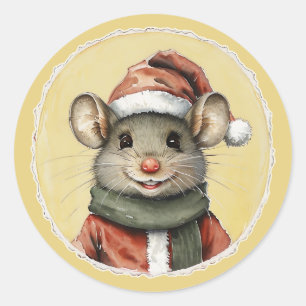 Grappige dieren Kerstfavorieten - Muis 1 Ronde Sticker