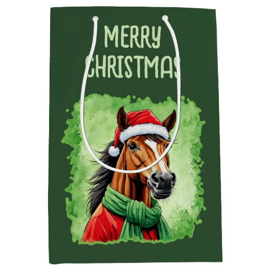 Grappige dieren Kerstfavorieten - Paard 6 Medium Cadeauzakje (Voorkant)