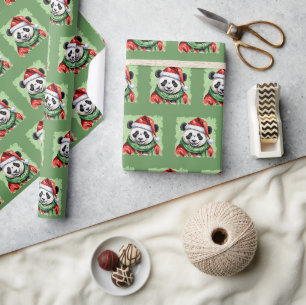 Grappige dieren Kerstfavorieten - Panda 1 Cadeaupapier