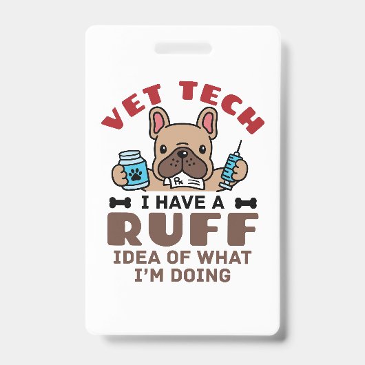 Grappige dierenarts assistent ruff idee badge (Voorzijde)