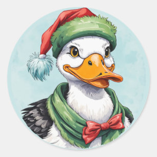 Grappige dierlijke kerstfavorieten - Duck 2 Ronde Sticker
