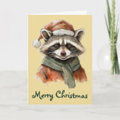 Grappige dierlijke kerstfavorieten - Raccoon 1 Kaart (Voorkant)