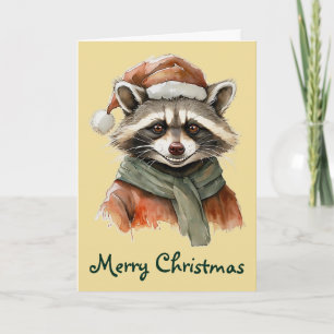 Grappige dierlijke kerstfavorieten - Raccoon 1 Kaart