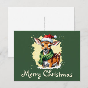Grappige dierlijke Kerstfavorieten - Ree 1 Briefkaart