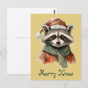 Grappige dierlijke Kerstfavorieten - Wasbeer 1 Briefkaart