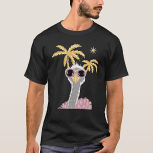 Grappige dierlijke kunst struisvogel in zonnebril t-shirt
