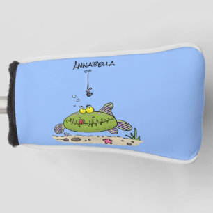 Grappige dikke hongerige groene vis vissen cartoon golfheadcover