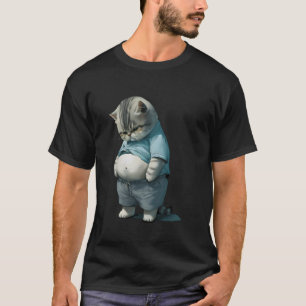 Grappige dikke kat kunst ontwerp dik katje kat lie t-shirt