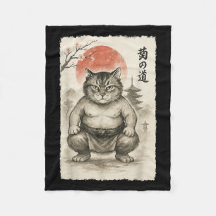 Grappige dikke kat sumoworstelaar sumi-e japanse k fleece deken