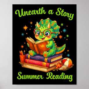 Grappige dino-boekliefhebber ontdekt een verhaal z poster