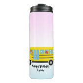 Grappige DINO dinosaurus School Bus jongen Verjaar Thermosbeker (Voorkant)