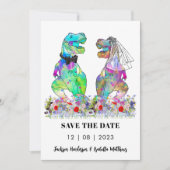 Grappige Dinosaur Huwelijk Save The Date (Voorkant)
