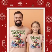 Grappige Dinosaur Kerst T-Shirt voor Heren, Famili