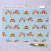 Grappige Dinosaur raceauto jongen kinderen Verjaar Tissuepapier (Craft)