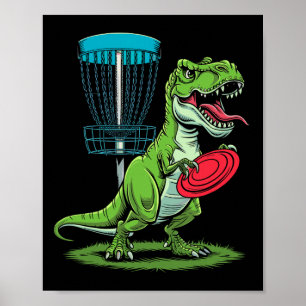 Grappige Dinosaur T-rex Disc Golf Speler Sket Golf Poster