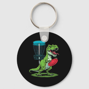 Grappige Dinosaur T-rex Disc Golf Speler Sket Golf Sleutelhanger