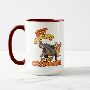 Grappige Dinosaurius Kunstleraar Creatieve Klaslok Mok
