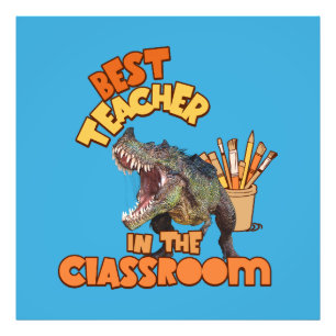 Grappige Dinosaurius Kunstleraar Klaslokaal Humor Foto Afdruk