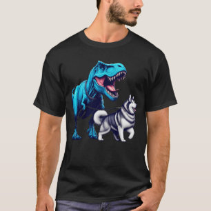 Grappige dinosaurus Alaskan Malamute Walking Honde T-shirt