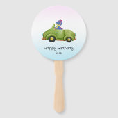 Grappige dinosaurus antiek auto B2S kinderen Verja Handwaaier (Voorkant)