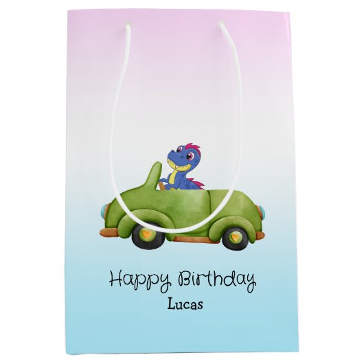 Grappige dinosaurus antiek auto B2S kinderen Verja Medium Cadeauzakje (Voorkant)