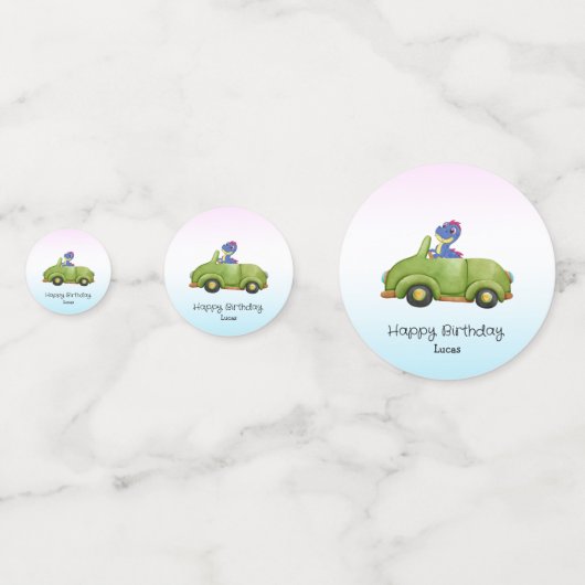 Grappige dinosaurus antiek auto verjaardag Schoolj Confetti (Voorkanten)
