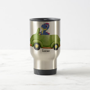 Grappige dinosaurus antiek auto verjaardag Schoolj Reisbeker