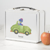 Grappige dinosaurus antieke auto Schoolkinderen Ve (In situ)