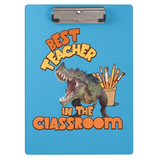 Grappige dinosaurus beste leraar in de klas klembord (Voorkant)
