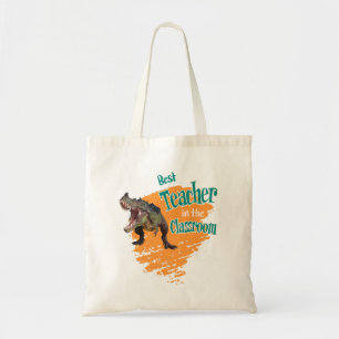 Grappige dinosaurus beste leraar in het klaslokaal tote bag