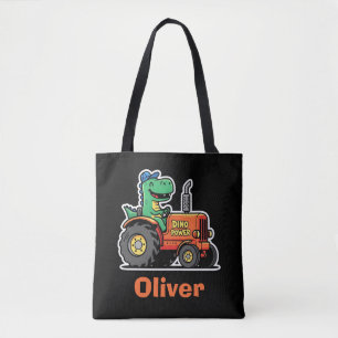 Grappige dinosaurus bestuurt tractor Dino Power Draagtas
