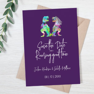 Grappige dinosaurus bruid en bruidegom huwelijk save the date