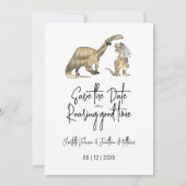 Grappige dinosaurus bruiloft Save The Date (Voorkant)