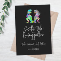 Grappige dinosaurus bruiloft zwart en wit