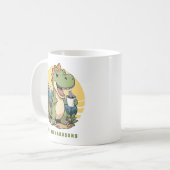 Grappige dinosaurus buitenshuis aangepaste familie koffiemok (Voorkant links)