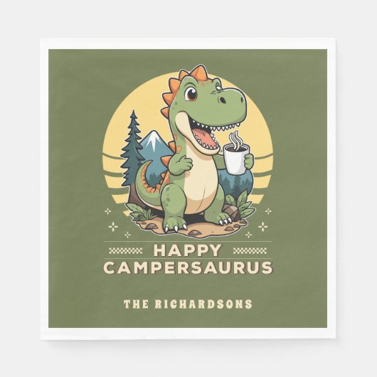 Grappige dinosaurus camper buitenshuis aangepaste servet (Voorkant)