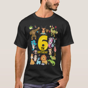 Grappige Dinosaurus Eenhoorn Flamingo Lama 6 Jaar T-shirt