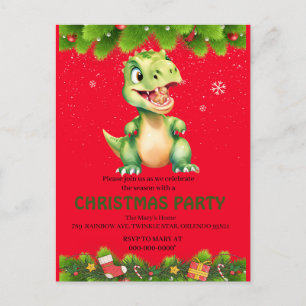 Grappige dinosaurus eet peperkoekjes Kerstmis Feestdagenkaart